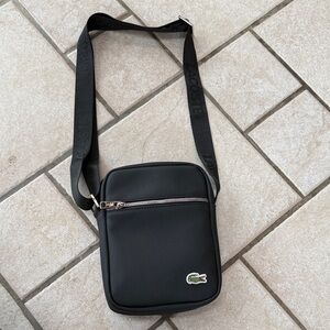 Lacoste Black Messenger Bag with Logo